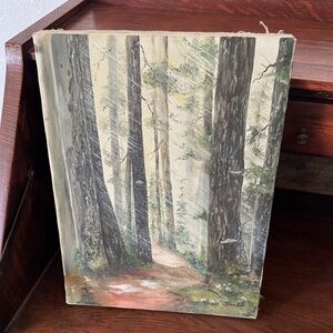 VTG Oil Original Signed Forest Path Canvas Art by Fran Smith